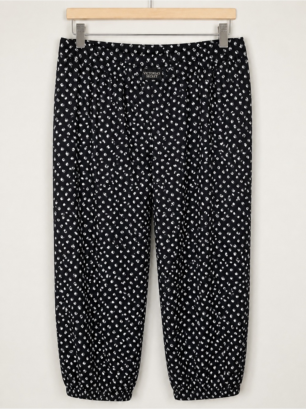 Victoria’s Secret Women’s Pajama Lounge Pants Black White Heart Print Size XL